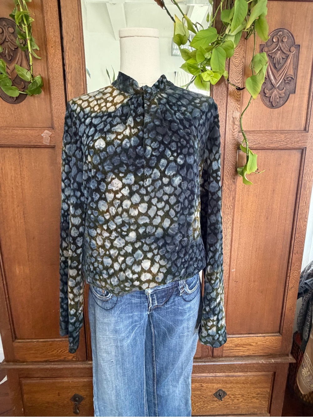 Y2K Art to Wear Velvet Burnout Animal Print Grunge Top